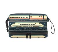 Borsa per cosmetici a doppio strato ad alta velocità con pioggia e treno, per donne e ragazze, trousse da viaggio per trucchi, pratica borsa organizer con scomparto per pennelli, Multi, 27x15x14