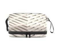 Borsa per cosmetici a doppio strato beige per donne e ragazze, borsa da viaggio per trucchi pratica borsa organizer con scomparto per pennelli, Multi, 27x15x14 cm/10.6x5.9x5.5 in, Beauty case