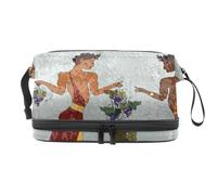 Borsa per cosmetici a doppio strato con affreschi della cultura antica Grecia, per donne e ragazze, borsa da viaggio per trucchi, pratica borsa organizer con scomparto per pennelli, Multi, 27x15x14