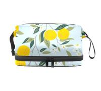 Borsa per cosmetici a doppio strato con arance mature su rami, per donne e ragazze, borsa da viaggio per trucchi e trucchi, pratica borsa organizer con scomparto per pennelli, Multi, 27x15x14