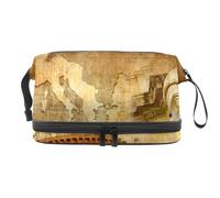 Borsa per cosmetici a doppio strato con architettura romana antica, per donne e ragazze, borsa da viaggio per trucchi pratica borsa organizer con scomparto per pennelli, Multi, 27x15x14
