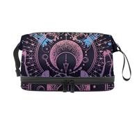 Borsa per cosmetici a doppio strato con astrologia magica nelle mani, per donne e ragazze, borsa da viaggio per trucchi pratica borsa organizer con scomparto per pennelli, Multi, 27x15x14