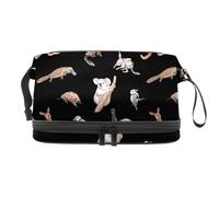 Borsa per cosmetici a doppio strato con canguro, koala, ornitorinco, per donne e ragazze, borsa da viaggio per trucchi e trucchi, pratica borsa organizer con scomparto per pennelli, Multi, 27x15x14