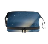 Borsa per cosmetici a doppio strato con galassia Starry Universe per donne e ragazze, borsa da viaggio per trucchi pratica borsa organizer con scomparto per pennelli, Multi, 27x15x14 cm/10.6x5.9x5.5