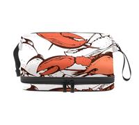 Borsa per cosmetici a doppio strato con motivo a base di frutti di mare e aragosta, per donne e ragazze, borsa da viaggio per trucchi pratica borsa organizer con scomparto per pennelli, Multi,