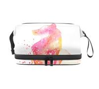 Borsa per cosmetici a doppio strato con motivo acquerello con animali della volpe, per donne e ragazze, borsa da viaggio per trucchi e trucchi, pratica borsa organizer con scomparto per pennelli,