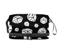 Borsa per cosmetici a doppio strato con motivo Game Dices per donne e ragazze, borsa da viaggio per trucchi pratica borsa organizer con scomparto per pennelli, Multi, 27x15x14 cm/10.6x5.9x5.5 in,