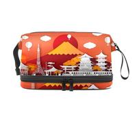 Borsa per cosmetici a doppio strato con paesaggio autunnale in Giappone, per donne e ragazze, borsa da toeletta da viaggio per trucchi pratica borsa organizer con scomparto per pennelli, Multi,