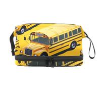 Borsa per cosmetici a doppio strato con scuolabus, per donne e ragazze, trousse da viaggio per trucchi, pratica borsa organizer con scomparto per pennelli, Multi, 27x15x14 cm/10.6x5.9x5.5 in, Beauty