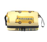 Borsa per cosmetici a doppio strato per scuolabus, auto, per donne e ragazze, borsa da viaggio per trucchi, pratica borsa organizer con scomparto per pennelli, Multi, 27x15x14 cm/10.6x5.9x5.5 in,