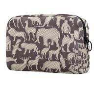 Borsa per cosmetici a forma di animali dello zoo da donna, borsa da viaggio per articoli da toeletta grandi, pratica borsa organizer con cerniera, Multi, 18.5x7.5x13cm/7.3x3x5.1in, Beauty case