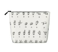 Borsa per cosmetici a forma di gallo, organizer da viaggio a un unico strato, grande capacità, organizer quotidiano con cerniera, Lingua dei segni alfabeto, Taglia unica