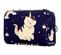 Borsa per cosmetici a righe arcobaleno da basket piccola borsa da viaggio con cerniera borsa da toilette portatile organizer per trucco per donne ragazze, Multicolore 05, 18.5x7.5x13cm/7.3x3x5.1in