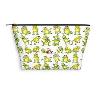 Borsa per cosmetici a tema fiori di ciliegio, borsa per cosmetici, fiori giapponesi su ombrelli, organizer in pelle, borsa per il trucco riutilizzabile, rosa nero, M, Verde Giallo_18, Taglia unica,