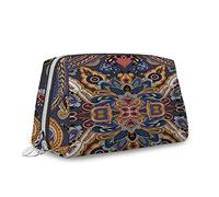 Borsa per cosmetici a tema marocchino, borsa per cosmetici, fioretti marocchini, organizer in pelle, borsa da toilette riutilizzabile, blu arancione, M, Blu Arancione_8, Taglia unica, Beauty Case