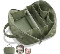 Borsa per cosmetici, borsa per cosmetici verde, borsa per cosmetici piatta multiscomparto, borsa per cosmetici con maniglia per riporre i viaggi quotidiani