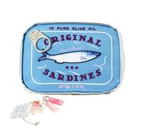 Borsa per cosmetici, borsa per il trucco, tasca di un trucco da bagno per viaggi di sardine in scatola, sacchetto di stoccaggio estetico divertente di design delle sardine per il