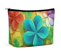 Borsa per cosmetici Borse per il trucco per donne Borsa per il trucco portatile Arcobaleno Cerchio Trifoglio Custodia per il trucco Borsa da viaggio per accessori da viaggio