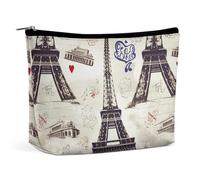 Borsa per cosmetici Borse per il trucco per donne Borsa per il trucco portatile Borsa per il trucco francese Tour di Parigi Torre Eiffel Custodia per il trucco Borsa da viaggio per accessori da viaggi