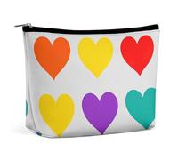 Borsa per cosmetici Borse per il trucco per donne Borsa per il trucco portatile Cuori arcobaleno colorati Custodia per il trucco Borsa da viaggio per accessori da viaggio