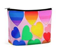 Borsa per cosmetici Borse per il trucco per donne Borsa per il trucco portatile Cuori nei colori dell'arcobaleno Custodia per il trucco Borsa da viaggio per accessori da viaggio