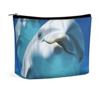 Borsa per cosmetici Borse per il trucco per donne Borsa per il trucco portatile Delfino con un sorriso Custodia per il trucco Borsa da viaggio per accessori da viaggio