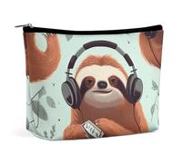 Borsa per cosmetici Borse per il trucco per donne Borsa per il trucco portatile Divertente carino animale bradipo musica Custodia per il trucco Borsa da viaggio per accessori da viaggio