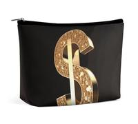 Borsa per cosmetici Borse per il trucco per donne Borsa per il trucco portatile Segno del dollaro dorato Custodia per il trucco Borsa da viaggio per accessori da viaggio