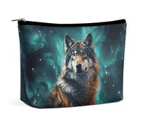Borsa per cosmetici Borse per il trucco per donne Borsa per il trucco portatile Wolf Under The Starry Custodia per il trucco Borsa da viaggio per accessori da viaggio