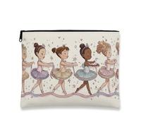 Borsa per cosmetici con ballerina, graziosa borsa per trucchi per bambini, organizer portatile con cerniera, perfetta per viaggi e regali, Pesca, 7x9 Inch, Balletto