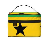 Borsa per cosmetici con bandiera di Sao Tomé e Principe. Borsa per cosmetici da donna alla moda, grande organizer da viaggio per articoli da toeletta