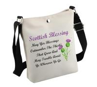 Borsa per cosmetici con cardo scozzese, regalo di benedizione scozzese, May Yer Blessings Outnumber The Thistle That Grow Travel Zipper Pouch, Scottishbag