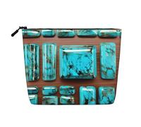 Borsa per cosmetici con cerniera per cosmetici con stampa turchese blu acqua brillante monostrato con stampa a strato singolo accessori da donna, nero, taglia unica, nero, taglia unica, Nero, One Size