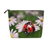 Borsa per cosmetici con coccinella e margherita, grande organizer per articoli da toeletta da viaggio, resistente all'acqua