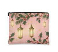 Borsa per cosmetici con lanterna natalizia, astuccio per trucco floreale vintage da donna, organizer portatile per articoli da toeletta, borsa da viaggio per la cura della pelle delle vacanze, Pesca