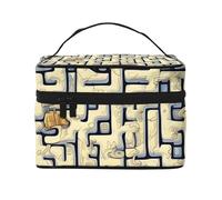 Borsa per cosmetici con mappa del tesoro labirinto. Borsa per cosmetici da donna alla moda, grande organizer da viaggio per articoli da toeletta
