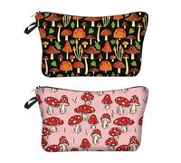 Borsa Per Cosmetici Con Motivo A Fungo Da 2 Pezzi, Borsa Per Cosmetici Carina, Borsa Da Toilette Portatile, Borsa Per Cosmetici Da Viaggio, Borsa Per Riporre La Moda