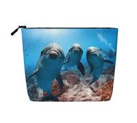 Borsa per cosmetici con motivo divertente delfino che ti guarda, borsa da viaggio adatta per viaggi di lavoro e uso quotidiano.