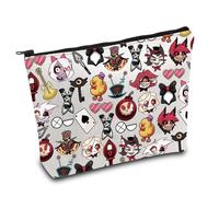 Borsa per cosmetici con personaggi dei cartoni animati Hazbin Alastor Lover The Radio Demon Anime Makeup Bag Hazbin Demon Fan Gift, Borsa Hazbin, Trousse per cosmetici