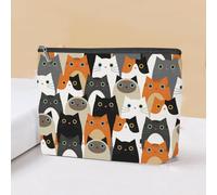 Borsa per cosmetici con roba di gatti carini, organizer da viaggio, pochette con cerniera, borsa per il trucco, regali per amanti dei gatti per donne ragazze migliore amica sorella, 9.6 × 7 × 0.5