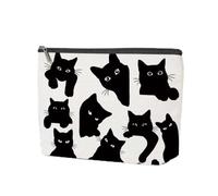 Borsa per cosmetici con roba di gatti carini, organizer da viaggio, pochette con cerniera, borsa per il trucco, regali per amanti dei gatti per donne ragazze migliore amica sorella, 9.6 × 7 × 0.5