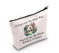 Borsa per cosmetici con scritta "You can see the whole world is a garden", regalo per gli amanti dei libri, letteratura, narrativa, Puoi vedere il mondo intero