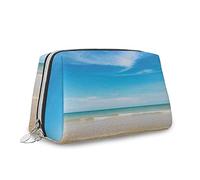 Borsa per cosmetici con stampa astratta, borsa per cosmetici, bandiera nazionale a righe e stelle, organizer in pelle, borsa da trucco riutilizzabile, blu rosso, S, Blu Giallo_17, Taglia unica, Beauty