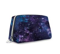 Borsa per cosmetici con stampa astratta, borsa per cosmetici, bandiera nazionale a righe e stelle, organizer in pelle, borsa da trucco riutilizzabile, blu rosso, S, Viola Blu_18, Taglia unica, Beauty