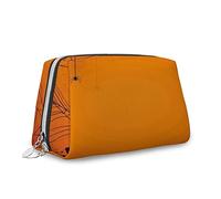 Borsa per cosmetici con stampa astratta, borsa per cosmetici, bandiera nazionale a righe e stelle, organizer in pelle, borsa da trucco riutilizzabile, blu rosso, S, Marrone Arancione_7, Taglia unica,