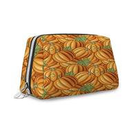 Borsa per cosmetici con stampa astratta, borsa per cosmetici, bandiera nazionale a righe e stelle, organizer in pelle, borsa da trucco riutilizzabile, blu rosso, S, Arancione Verde_8, Taglia unica,