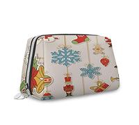 Borsa per cosmetici con stampa astratta, borsa per cosmetici, bandiera nazionale a righe e stelle, organizer in pelle, borsa da trucco riutilizzabile, blu rosso, S, Marrone Multicolor_11, Taglia