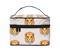 Borsa per cosmetici con stampa di un piccolo leone. Borsa per cosmetici da donna alla moda, grande organizer da viaggio per articoli da toeletta
