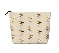 Borsa per cosmetici con stampe moderne di metà secolo in canapa finta, grande organizer per articoli da toeletta da viaggio, resistente all'acqua