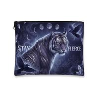 Borsa per cosmetici con tigre gotica, borsa per trucco mistica feroce da donna, organizer portatile con cerniera per viaggi, borsa da toilette per la cura della pelle notturna, nero, 7x9 Inch, Tigre